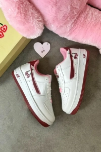 Happy Valentines Beyaz Bordo Kirazlı Bağcıklı Sneakers